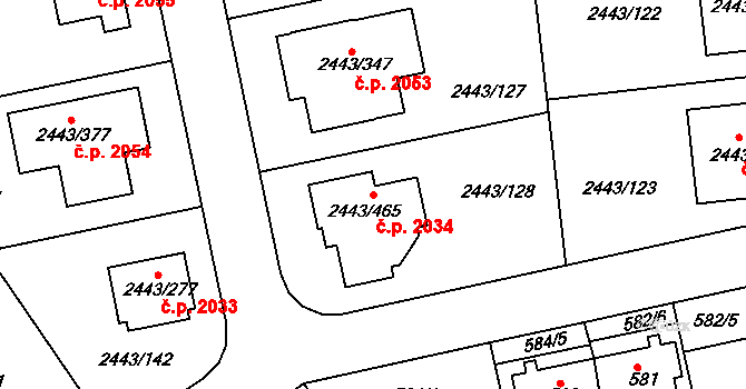 Roztoky 2034 na parcele st. 2443/465 v KÚ Roztoky u Prahy, Katastrální mapa