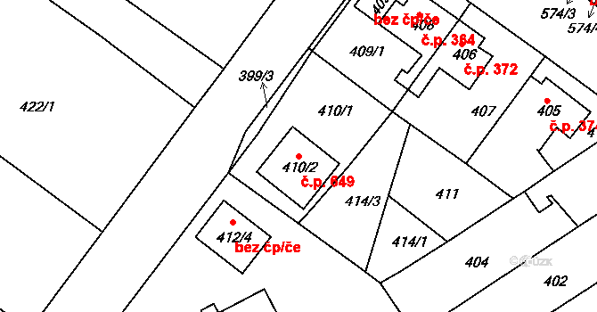 Proboštov 649 na parcele st. 410/2 v KÚ Proboštov u Teplic, Katastrální mapa