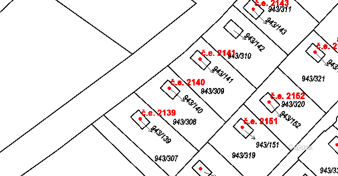 Velká Chuchle 2140, Praha na parcele st. 943/140 v KÚ Velká Chuchle, Katastrální mapa