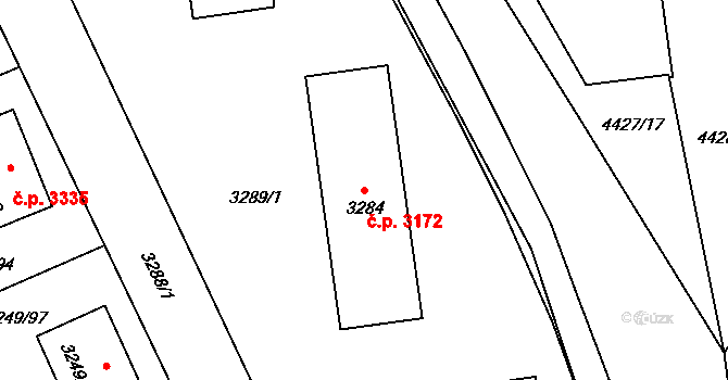 Martinov 3172, Ostrava na parcele st. 3284 v KÚ Martinov ve Slezsku, Katastrální mapa
