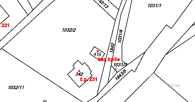 Bozkov 38839555 na parcele st. 415 v KÚ Bozkov, Katastrální mapa
