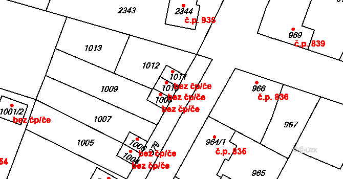 Nýřany 39626555 na parcele st. 1010 v KÚ Nýřany, Katastrální mapa