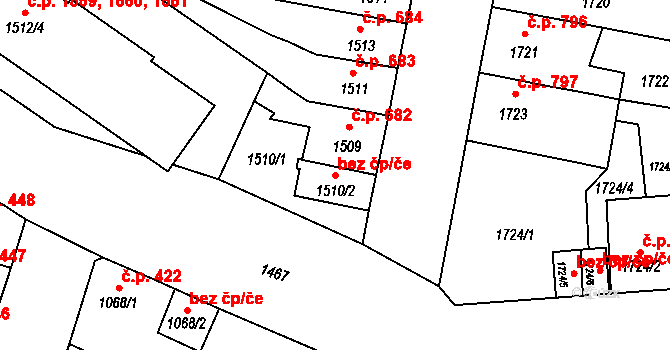 České Budějovice 40493555 na parcele st. 1510/2 v KÚ České Budějovice 5, Katastrální mapa