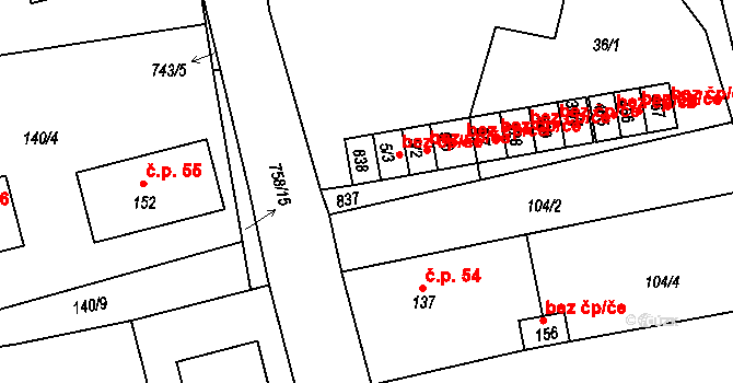 Vlastibořice 40846555 na parcele st. 5/6 v KÚ Vlastibořice, Katastrální mapa