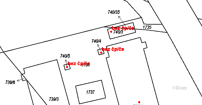 Suchdol nad Lužnicí 43137555 na parcele st. 740/4 v KÚ Tušť, Katastrální mapa
