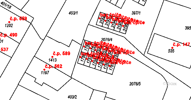 Lanškroun 43201555 na parcele st. 1752 v KÚ Lanškroun, Katastrální mapa