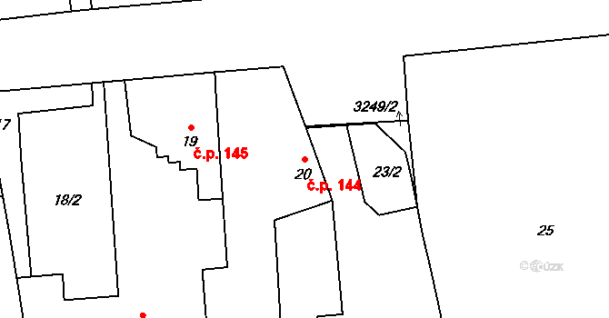 Píšť 144 na parcele st. 20 v KÚ Píšť, Katastrální mapa