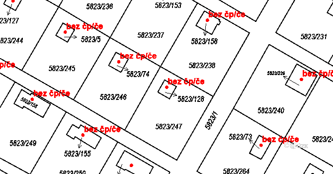 Most 43826555 na parcele st. 5823/128 v KÚ Most II, Katastrální mapa
