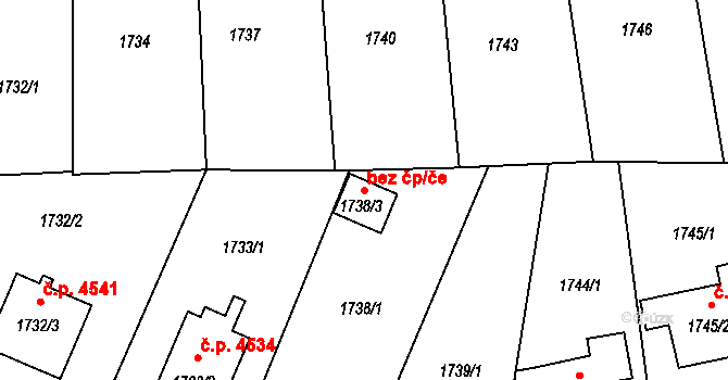 Chomutov 45029555 na parcele st. 1738/3 v KÚ Chomutov II, Katastrální mapa