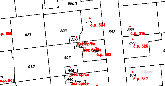 Kostelec nad Černými lesy 46088555 na parcele st. 895 v KÚ Kostelec nad Černými lesy, Katastrální mapa
