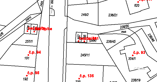 Nové Město nad Metují 46505555 na parcele st. 557 v KÚ Krčín, Katastrální mapa