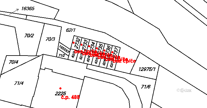 Hovězí 49595555 na parcele st. 2736 v KÚ Hovězí, Katastrální mapa
