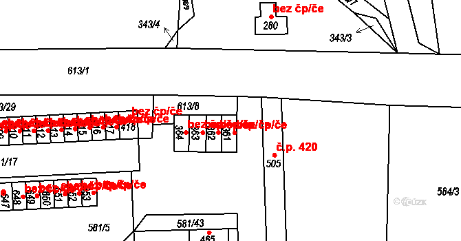 Bohušovice nad Ohří 50051555 na parcele st. 361 v KÚ Bohušovice nad Ohří, Katastrální mapa