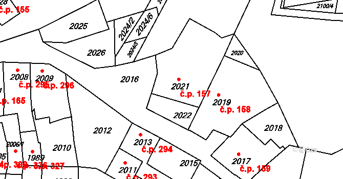 Bučovice 157 na parcele st. 2021 v KÚ Bučovice, Katastrální mapa
