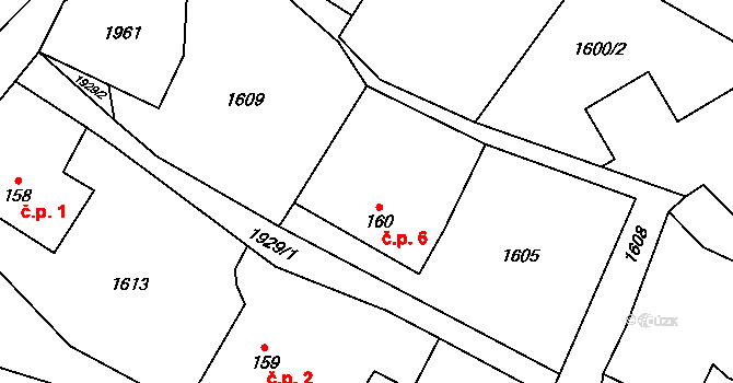 Otáňka 6, Tisovec na parcele st. 160 v KÚ Kvasín, Katastrální mapa