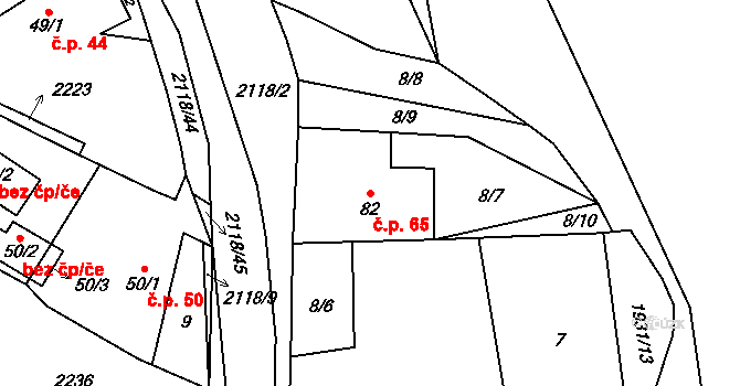Žichlice 65, Hromnice na parcele st. 82 v KÚ Žichlice u Hromnic, Katastrální mapa