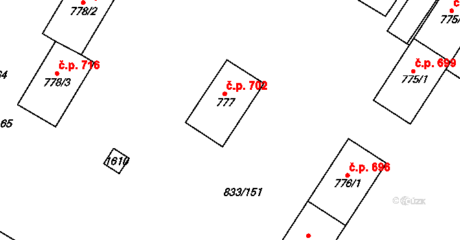 Kostelec nad Labem 702 na parcele st. 777 v KÚ Kostelec nad Labem, Katastrální mapa