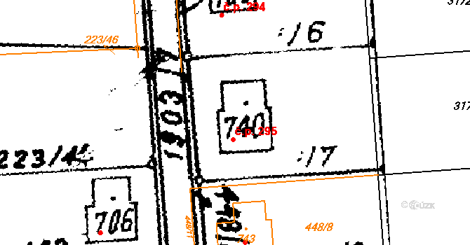 Trhová Kamenice 295 na parcele st. 740 v KÚ Trhová Kamenice, Katastrální mapa