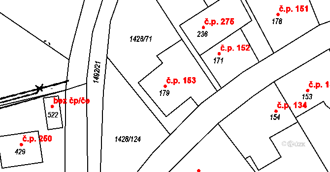 Cheznovice 153 na parcele st. 179 v KÚ Cheznovice, Katastrální mapa