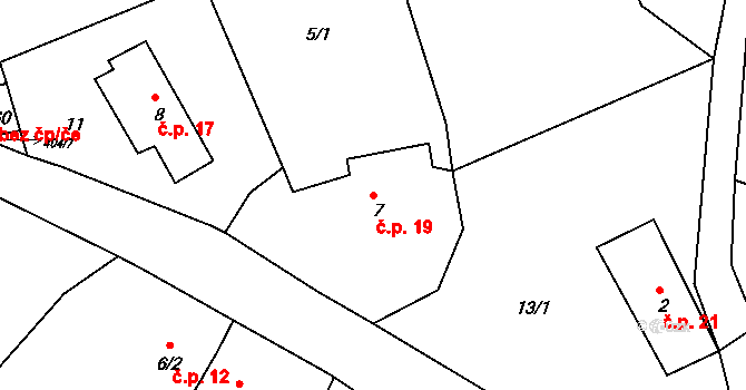 Jizbice 19, Náchod na parcele st. 7 v KÚ Jizbice u Náchoda, Katastrální mapa