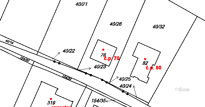 Studénky 70, Puklice na parcele st. 78 v KÚ Studénky, Katastrální mapa
