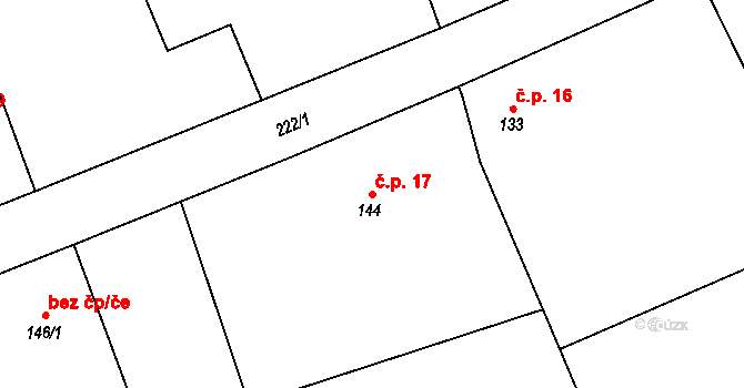 Prchalov 17, Příbor na parcele st. 144 v KÚ Prchalov, Katastrální mapa