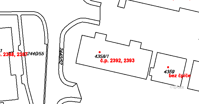 Rakovník II 2392,2393, Rakovník na parcele st. 4358/1 v KÚ Rakovník, Katastrální mapa