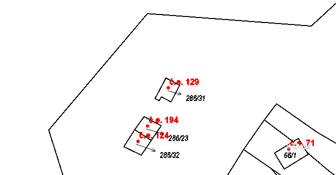 Hracholusky 129, Úlice na parcele st. 286/31 v KÚ Hracholusky nade Mží, Katastrální mapa