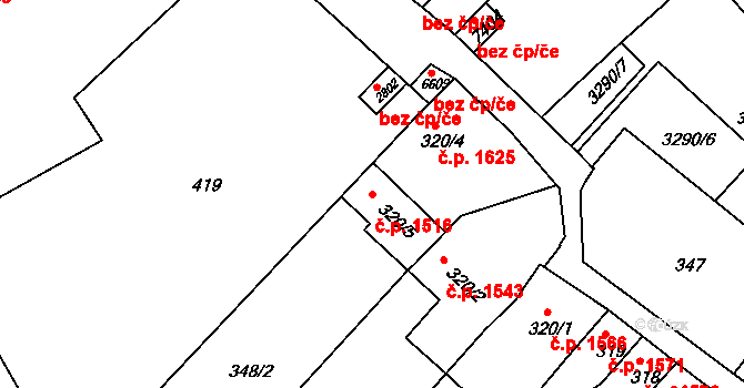 Kroměříž 1516 na parcele st. 320/5 v KÚ Kroměříž, Katastrální mapa