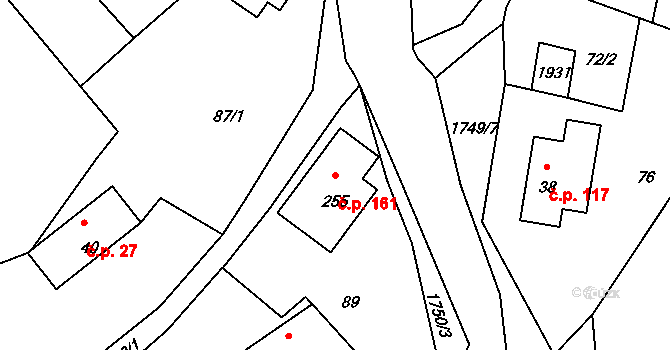 Dolní Habartice 161 na parcele st. 255 v KÚ Dolní Habartice, Katastrální mapa