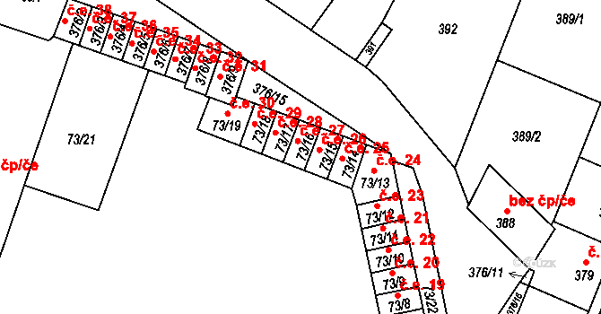 Kobylnice 27 na parcele st. 73/16 v KÚ Kobylnice u Brna, Katastrální mapa