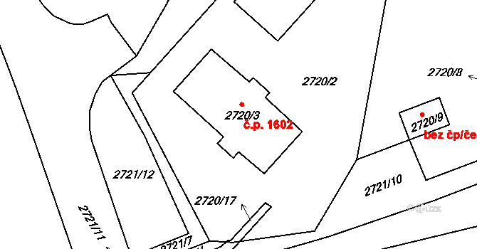 Tachov 1602 na parcele st. 2720/3 v KÚ Tachov, Katastrální mapa