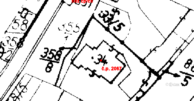 Podlusky 2067, Roudnice nad Labem na parcele st. 34 v KÚ Podlusky, Katastrální mapa