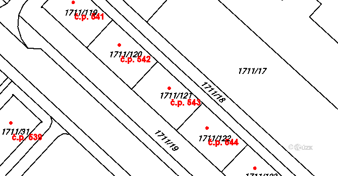 Podmoklice 543, Semily na parcele st. 1711/121 v KÚ Semily, Katastrální mapa