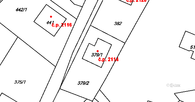 Rožnov pod Radhoštěm 2114 na parcele st. 379/1 v KÚ Hážovice, Katastrální mapa