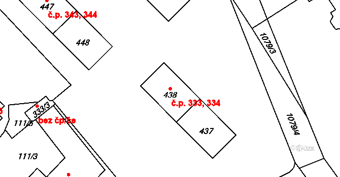 Jablonné nad Orlicí 333,334 na parcele st. 437 v KÚ Jablonné nad Orlicí, Katastrální mapa