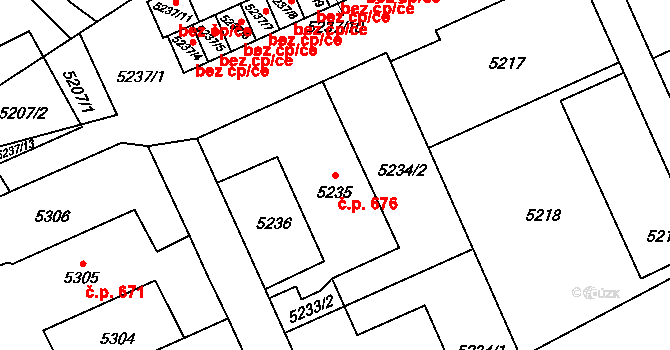 Petřvald 676 na parcele st. 5235 v KÚ Petřvald u Karviné, Katastrální mapa