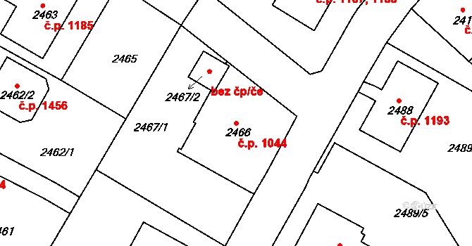 Duchcov 1044 na parcele st. 2466 v KÚ Duchcov, Katastrální mapa
