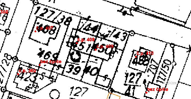 Jaroměřice 409 na parcele st. 450 v KÚ Jaroměřice, Katastrální mapa
