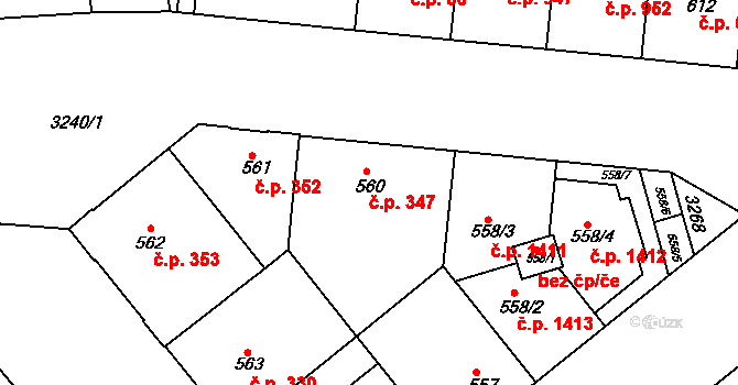 Michle 347, Praha na parcele st. 560 v KÚ Michle, Katastrální mapa