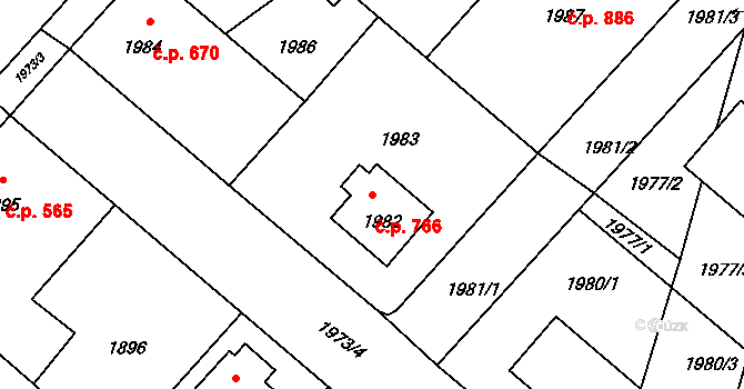 Pečky 766 na parcele st. 1982 v KÚ Pečky, Katastrální mapa