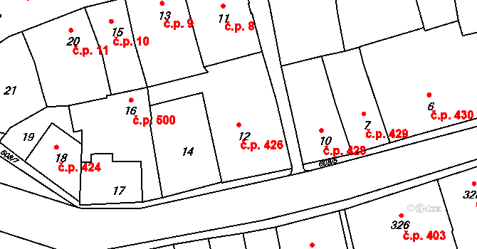 Šluknov 426 na parcele st. 12 v KÚ Šluknov, Katastrální mapa