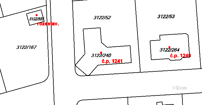 Pohořelice 1241 na parcele st. 3122/240 v KÚ Pohořelice nad Jihlavou, Katastrální mapa