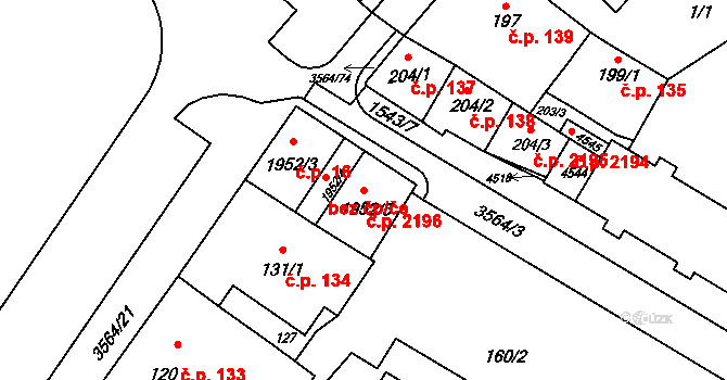 Rožnov pod Radhoštěm 2196 na parcele st. 1952/5 v KÚ Rožnov pod Radhoštěm, Katastrální mapa