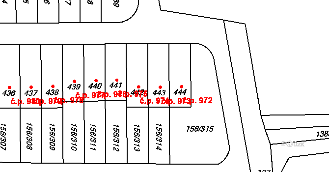 Velké Přílepy 973 na parcele st. 443 v KÚ Velké Přílepy, Katastrální mapa