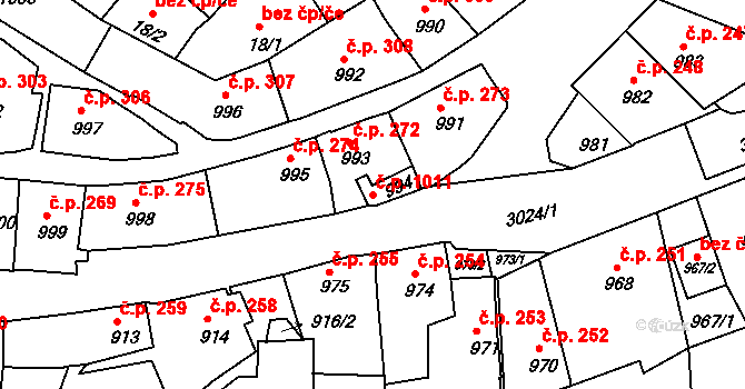 Štramberk 1011 na parcele st. 994 v KÚ Štramberk, Katastrální mapa