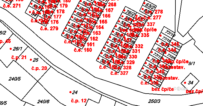 Chanov 153, Obrnice na parcele st. 52/2 v KÚ Chanov, Katastrální mapa