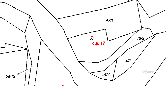 Nezdín 17, Prosíčka na parcele st. 22 v KÚ Nezdín, Katastrální mapa