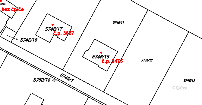 Frýdek 3475, Frýdek-Místek na parcele st. 5746/16 v KÚ Frýdek, Katastrální mapa