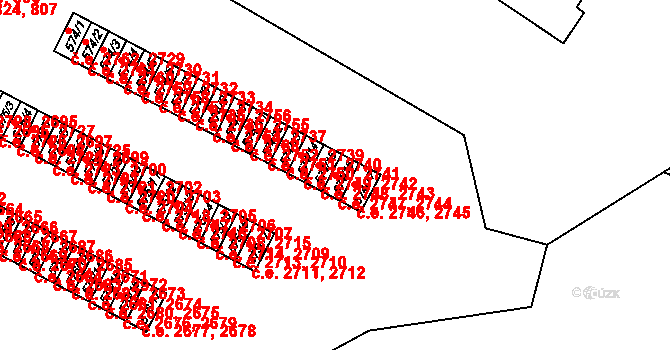 Příluky 2744,2747, Zlín na parcele st. 574/16 v KÚ Příluky u Zlína, Katastrální mapa